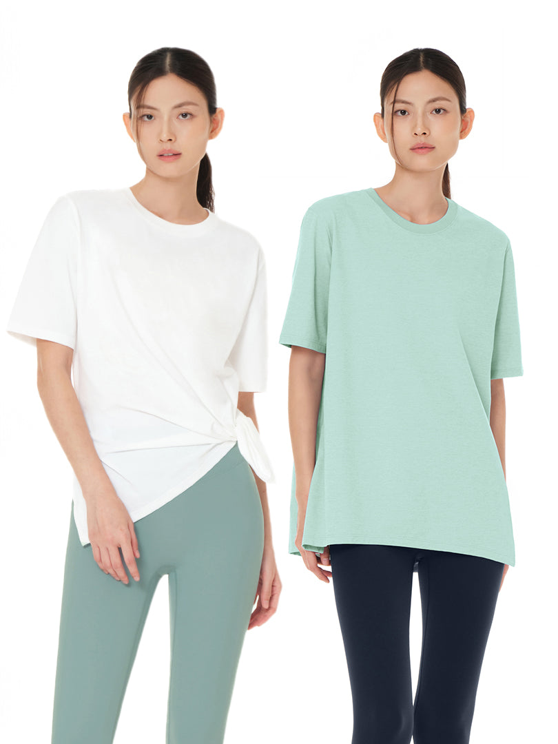 大人気新作 Airy NEW [LINE] 2SET] Fit (半袖 Tシャツ オーバーフィット ヨガ・ピラティス