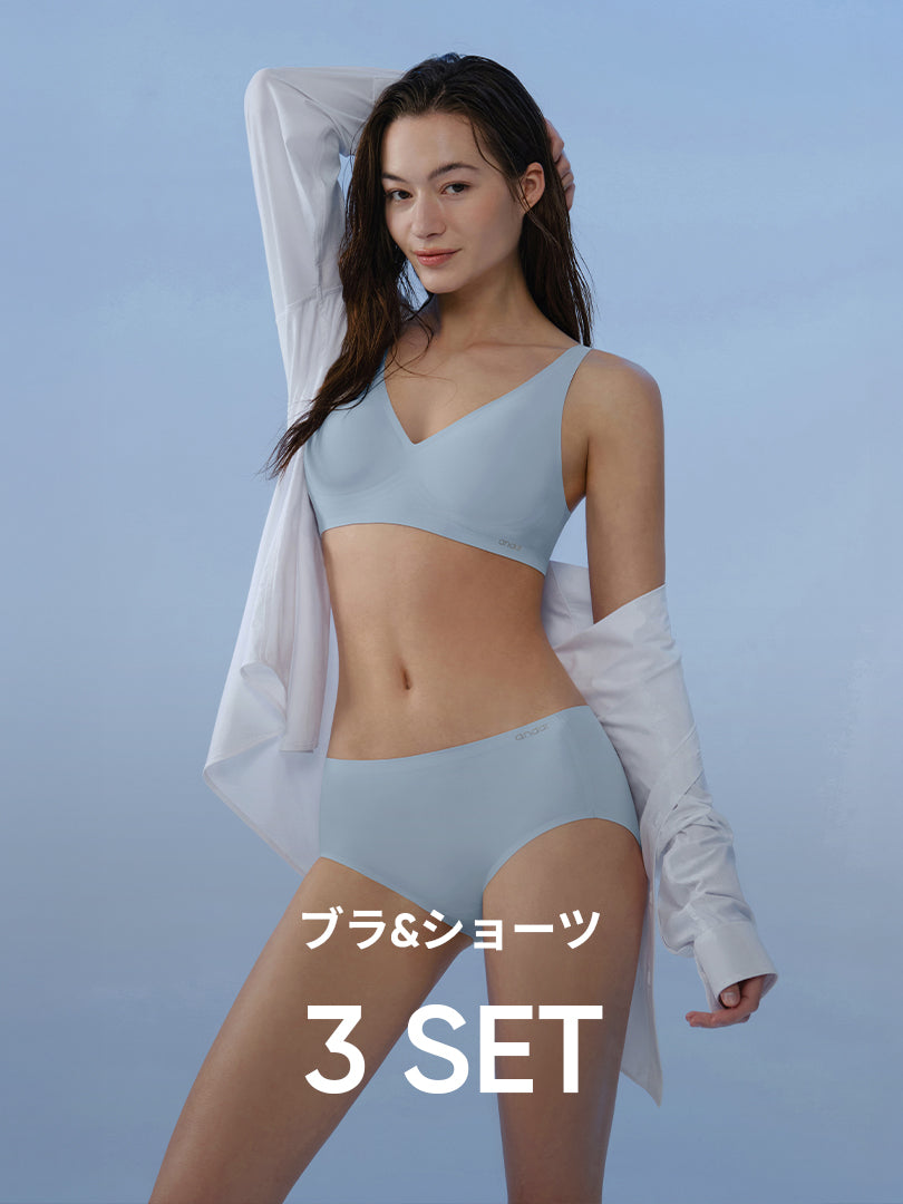 andar オールデイフィットcoolブラandショーツ 3SET] andar オールデイフィット 冷感 ブラ (パッド一体型