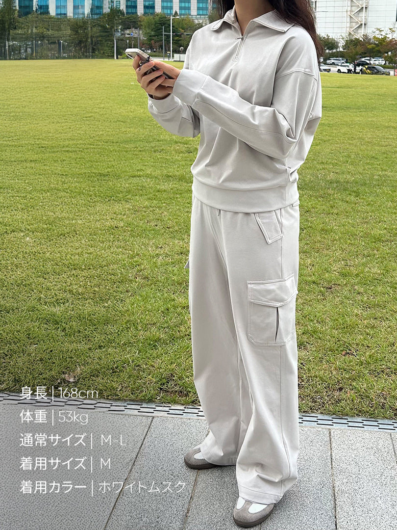 [2SET] Airy Fit 裏起毛 セミワイド カーゴパンツ