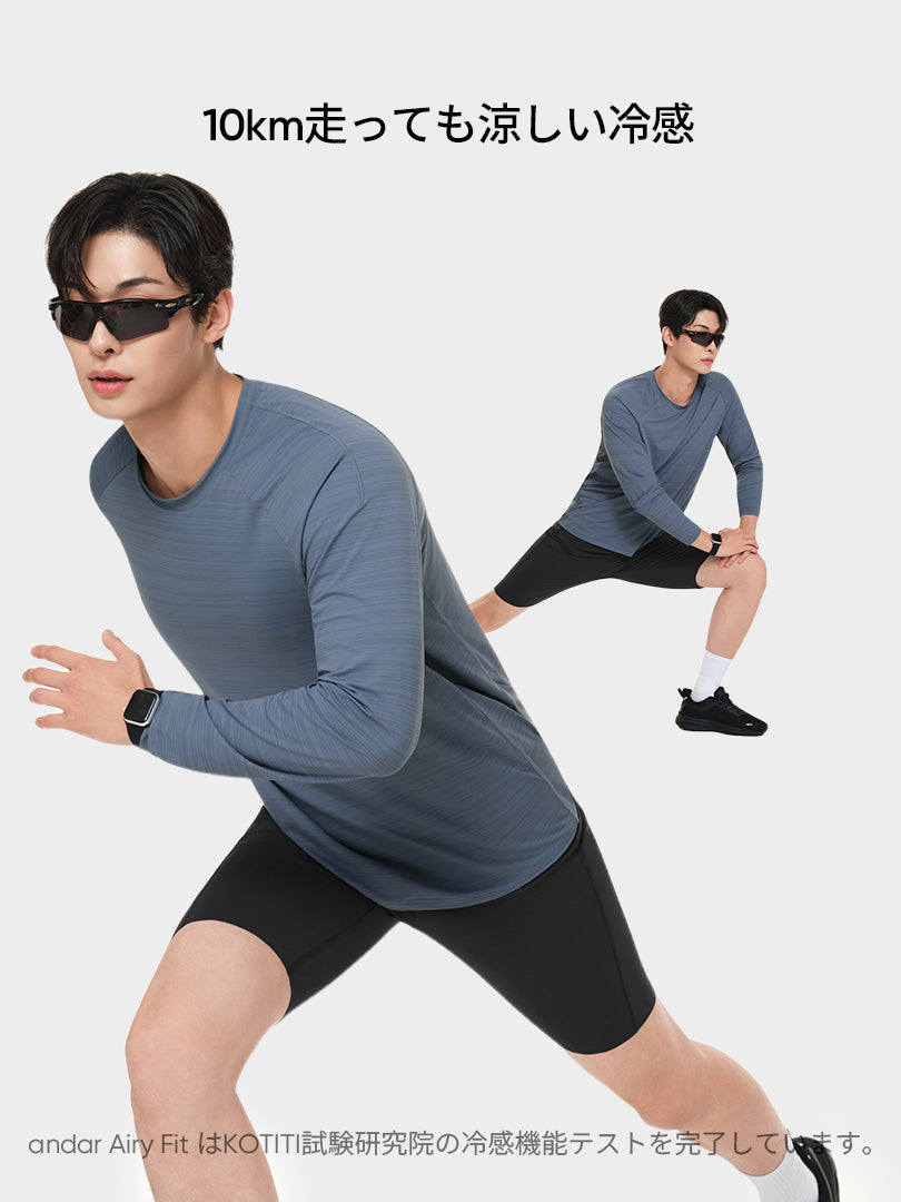 Wave Breath メンズ ランニングTシャツ (長袖)