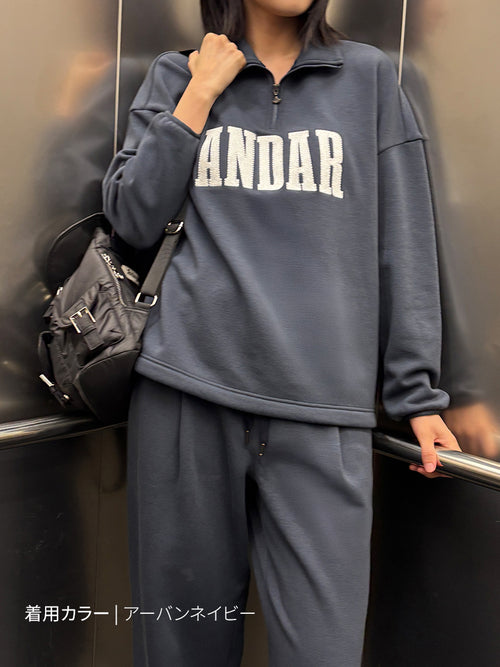 Mildmooth シグネチャーロゴ入りフリースカラージップアップ - andar JAPAN