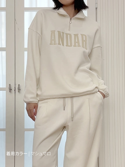 Mildmooth シグネチャーロゴ入りフリースカラージップアップ - andar JAPAN