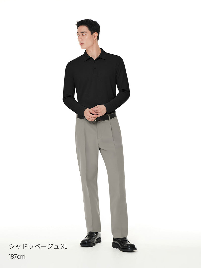 メンズ ビジカジセットアップ (Urbanactive 1タックスラックス＋Airy Fit ポロシャツ 長袖) ＋クラシックソックス贈呈