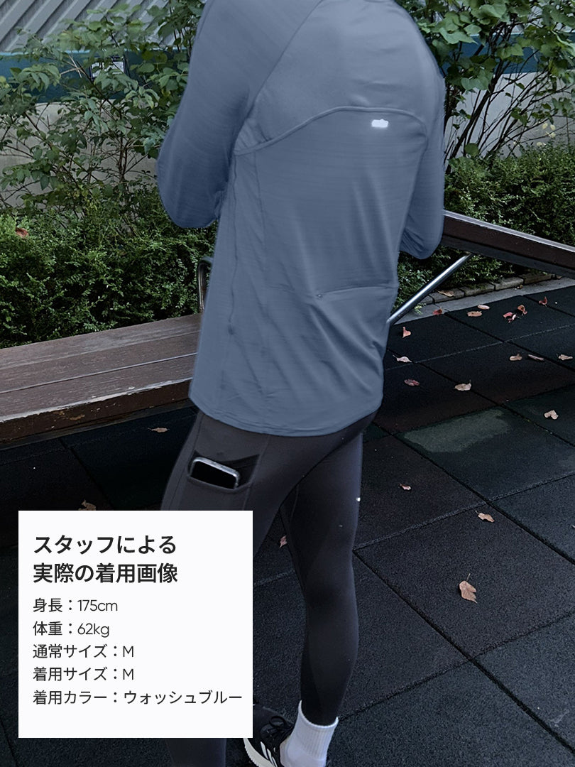 Wave Breath メンズ ランニングTシャツ (長袖)