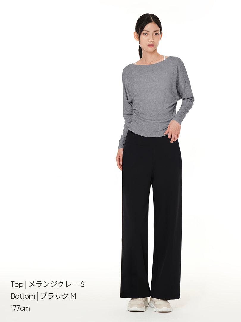 [SET] 上品なオフィスコーデセット(ロングスリーブ+Airywin ワイド レギンス) - andar JAPAN