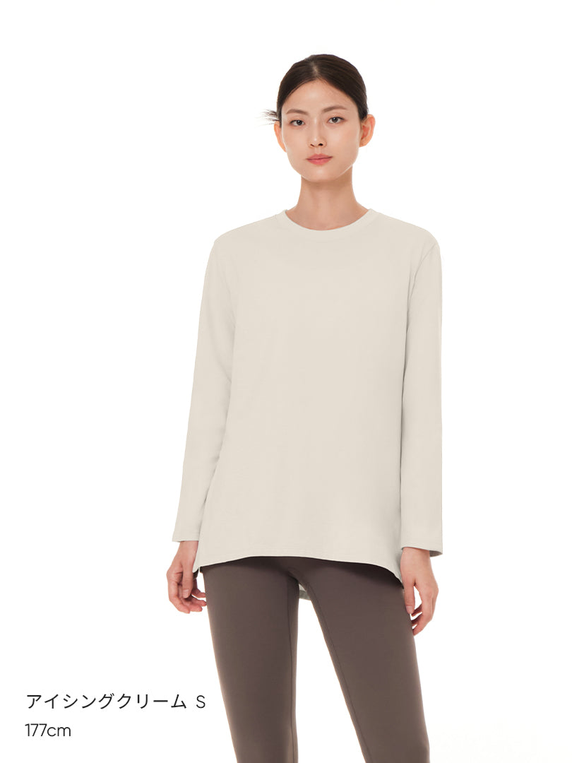 Airy Fit ピーチ 裏起毛 オーバーフィット Tシャツ (長袖)