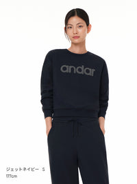[SET] シグネチャーロゴ 裏起毛 セットアップ (クロップド丈 スウェット+ワイドレギンス) - andar JAPAN