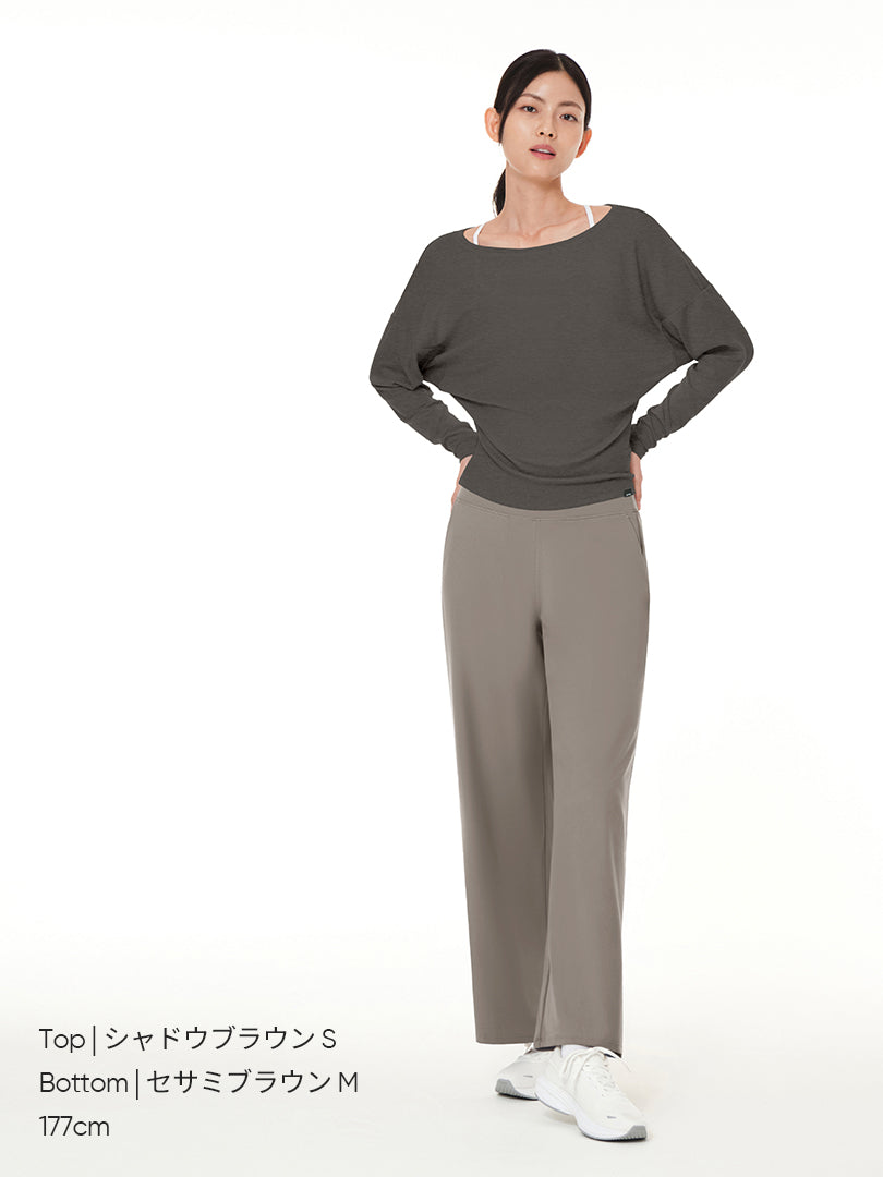 [SET] 上品なオフィスコーデセット(ロングスリーブ+Airywin ワイド レギンス) - andar JAPAN