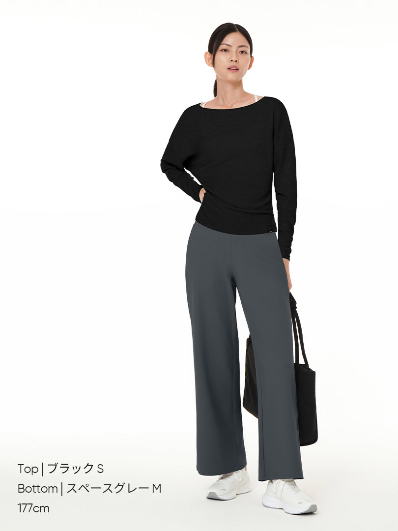 [SET] 上品なオフィスコーデセット(ロングスリーブ+Airywin ワイド レギンス) - andar JAPAN