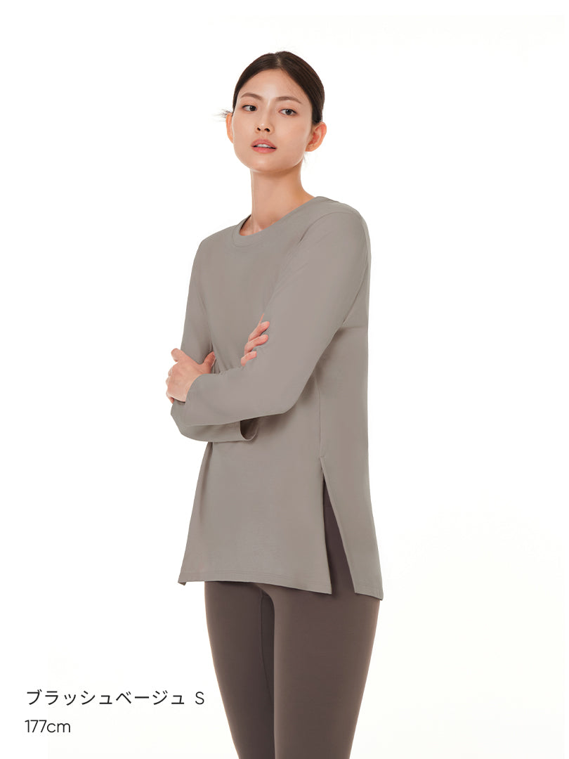 Airy Fit ピーチ 裏起毛 オーバーフィット Tシャツ (長袖)