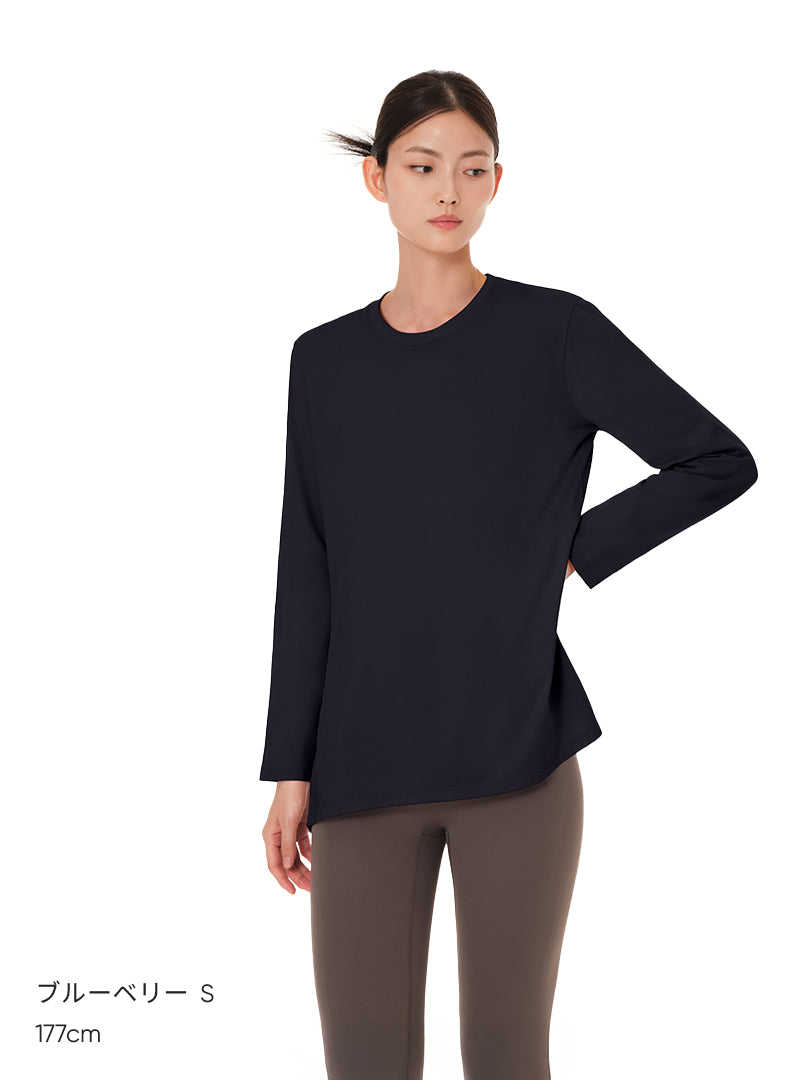 [2SET] Airy Fit ピーチ 裏起毛 オーバーフィット Tシャツ (長袖)