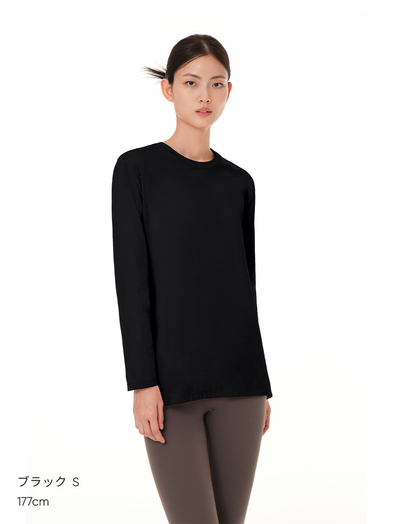 [2SET] Airy Fit ピーチ 裏起毛 オーバーフィット Tシャツ (長袖)