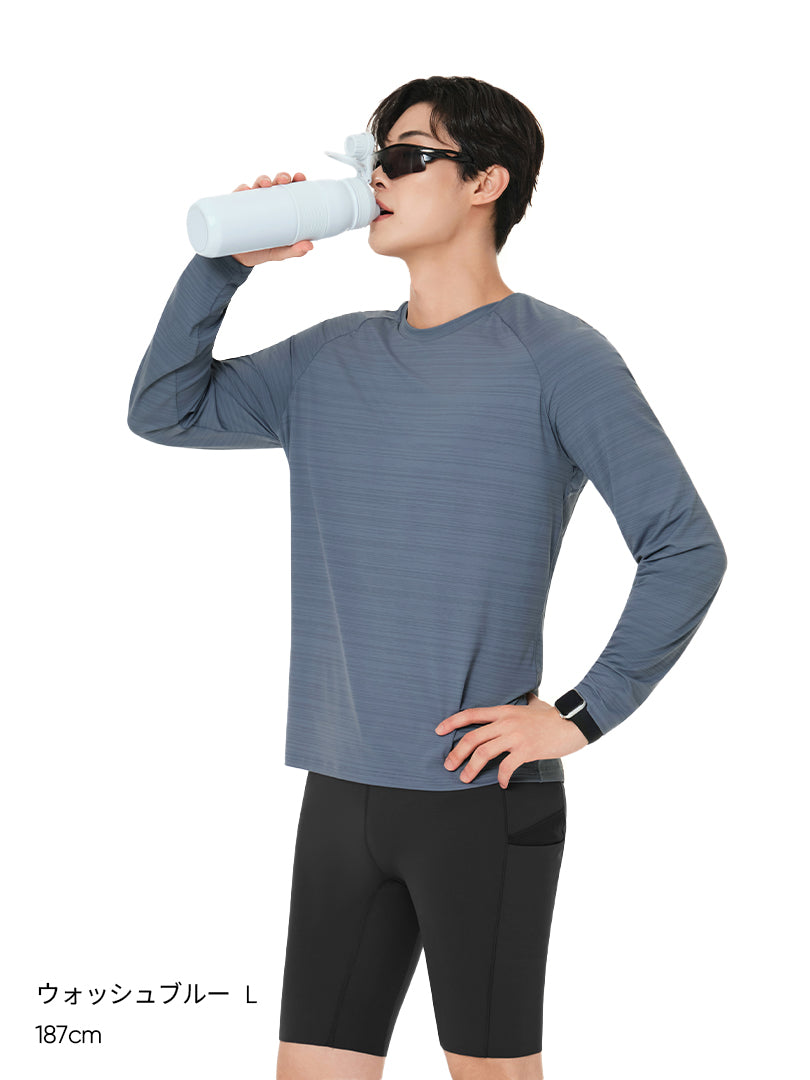 Wave Breath メンズ ランニングTシャツ (長袖)