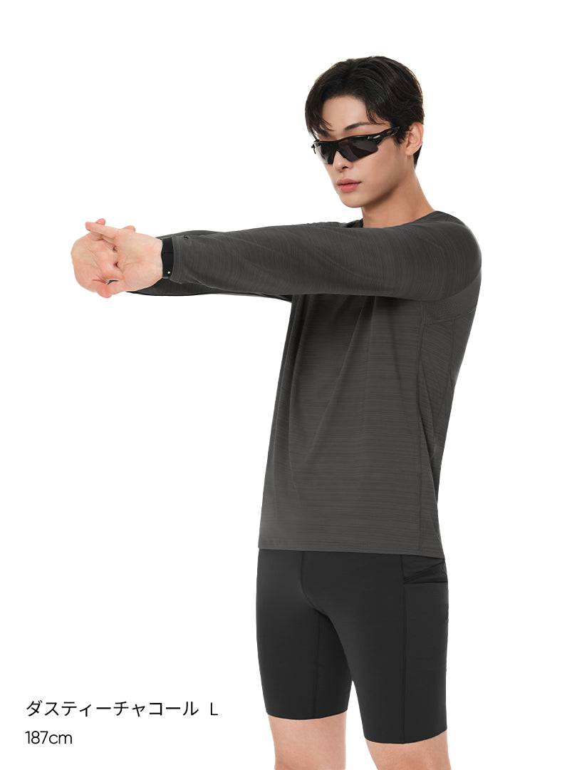 Wave Breath メンズ ランニングTシャツ (長袖)