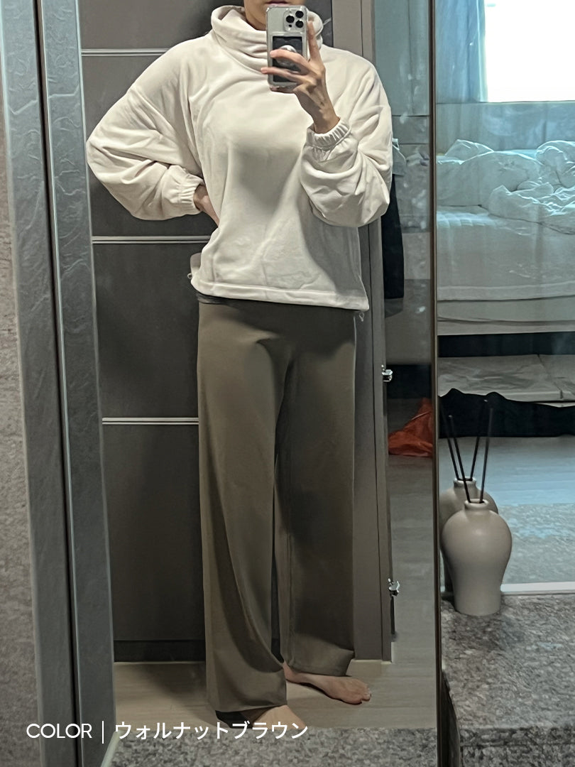 [SET] Daily to office セット (Airywin セミ裏起毛ワイドレギンス+スタンダードフィット Tシャツ) - andar JAPAN