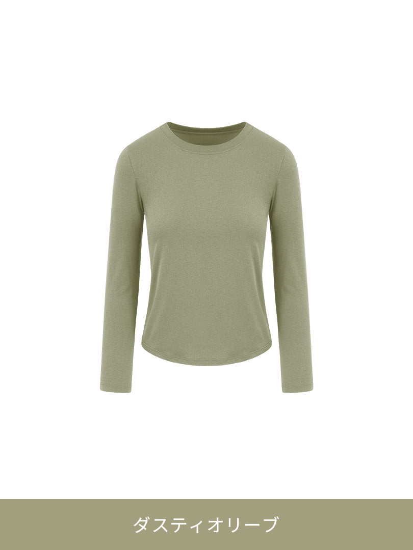 Airy Fit ピーチ 裏起毛 スリムフィット Tシャツ (長袖)