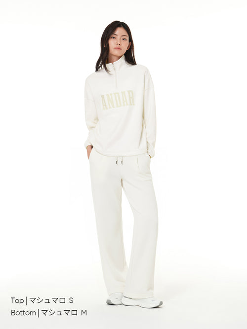 Mildmooth シグネチャーロゴ入りフリースカラージップアップ - andar JAPAN