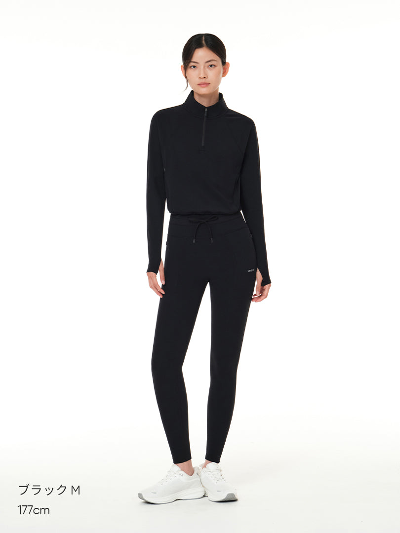 [SET] Relair 裏起毛 セットアップ(ハーフジップ＋ストリングポケットレギンス) + シームレスショーツ贈呈 - andar JAPAN