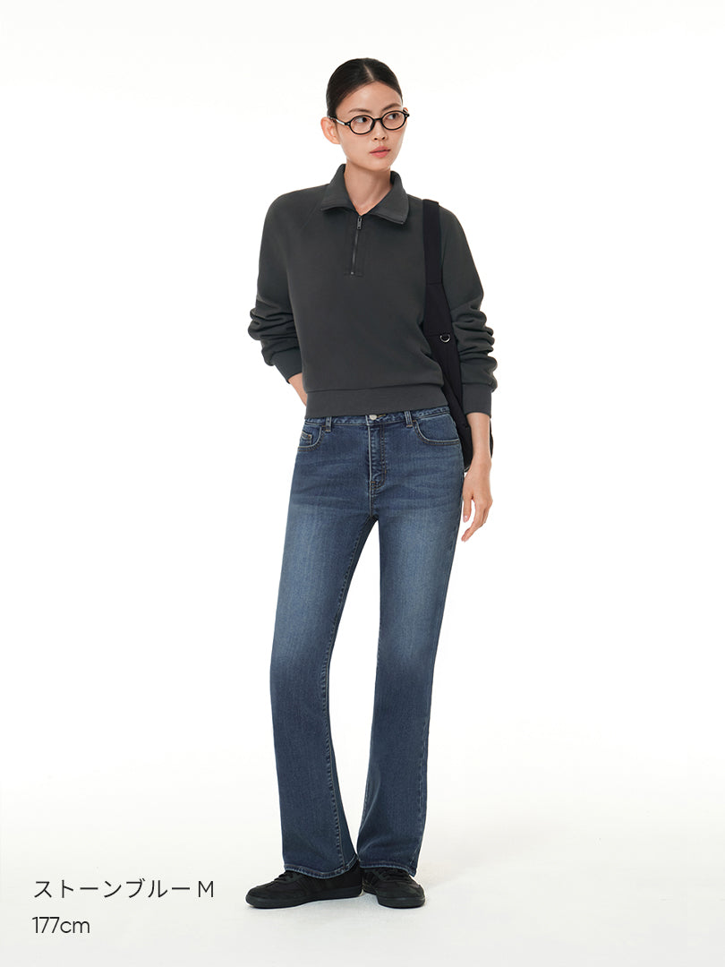 [SET] Airdenim 微起毛 ブーツカット セットアップ (Airy Fit ピーチ起毛スリムT(長袖)+ブーツカットジーンズ)