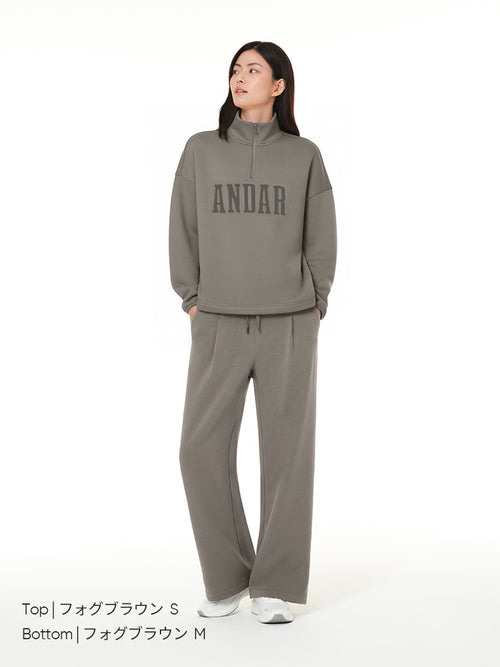 Mildmooth シグネチャーロゴ入りフリースカラージップアップ - andar JAPAN