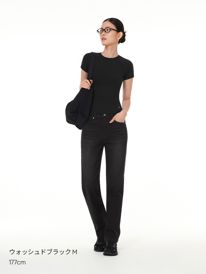 airdenim ストレートフィット ブラックジーンズ