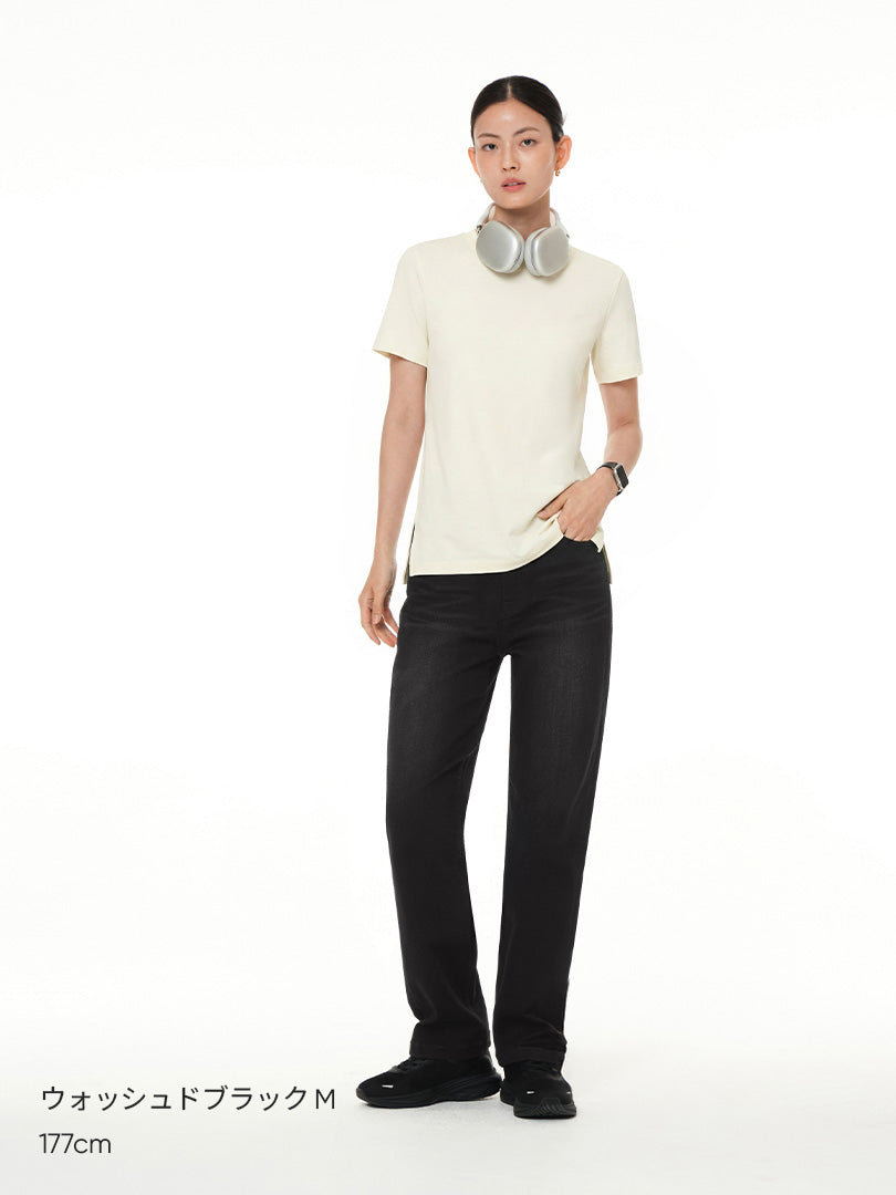 airdenim ストレートフィット ブラックジーンズ