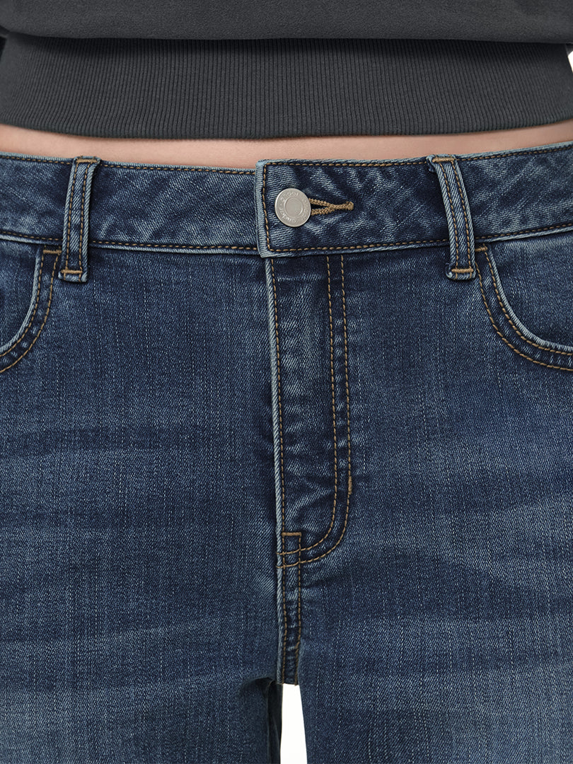 [SET] Airdenim 微起毛 ブーツカット セットアップ (Airy Fit ピーチ起毛スリムT(長袖)+ブーツカットジーンズ) - andar JAPAN