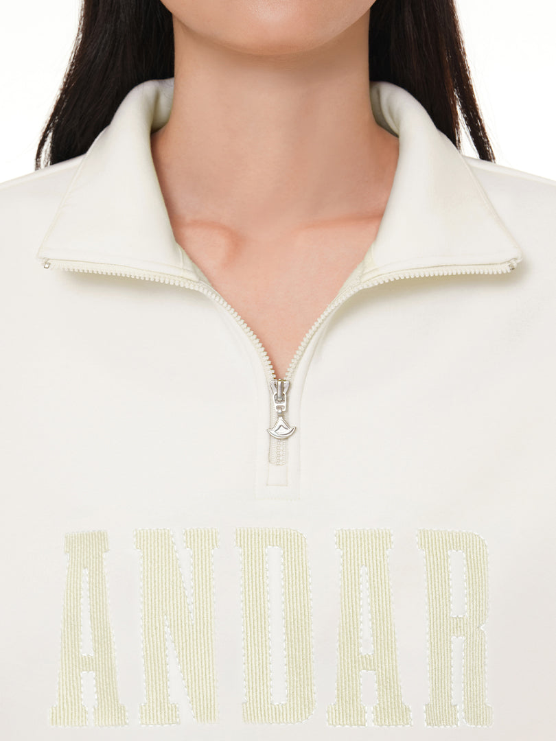 Mildmooth シグネチャーロゴ入りフリースカラージップアップ - andar JAPAN