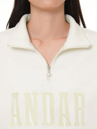 Mildmooth シグネチャーロゴ入りフリースカラージップアップ - andar JAPAN