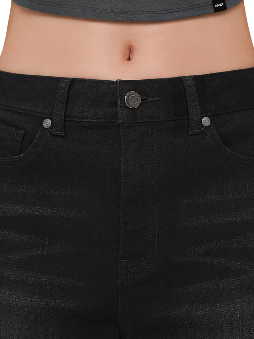 airdenim ストレートフィット ブラックジーンズ