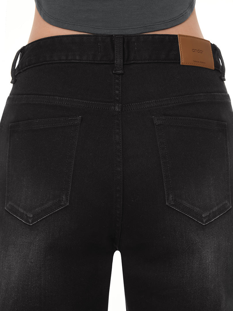 airdenim ストレートフィット ブラックジーンズ