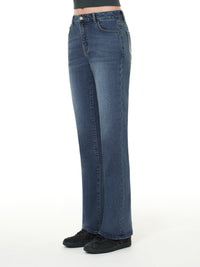 [SET] Airdenim 微起毛 ブーツカット セットアップ (Airy Fit ピーチ起毛スリムT(長袖)+ブーツカットジーンズ) - andar JAPAN