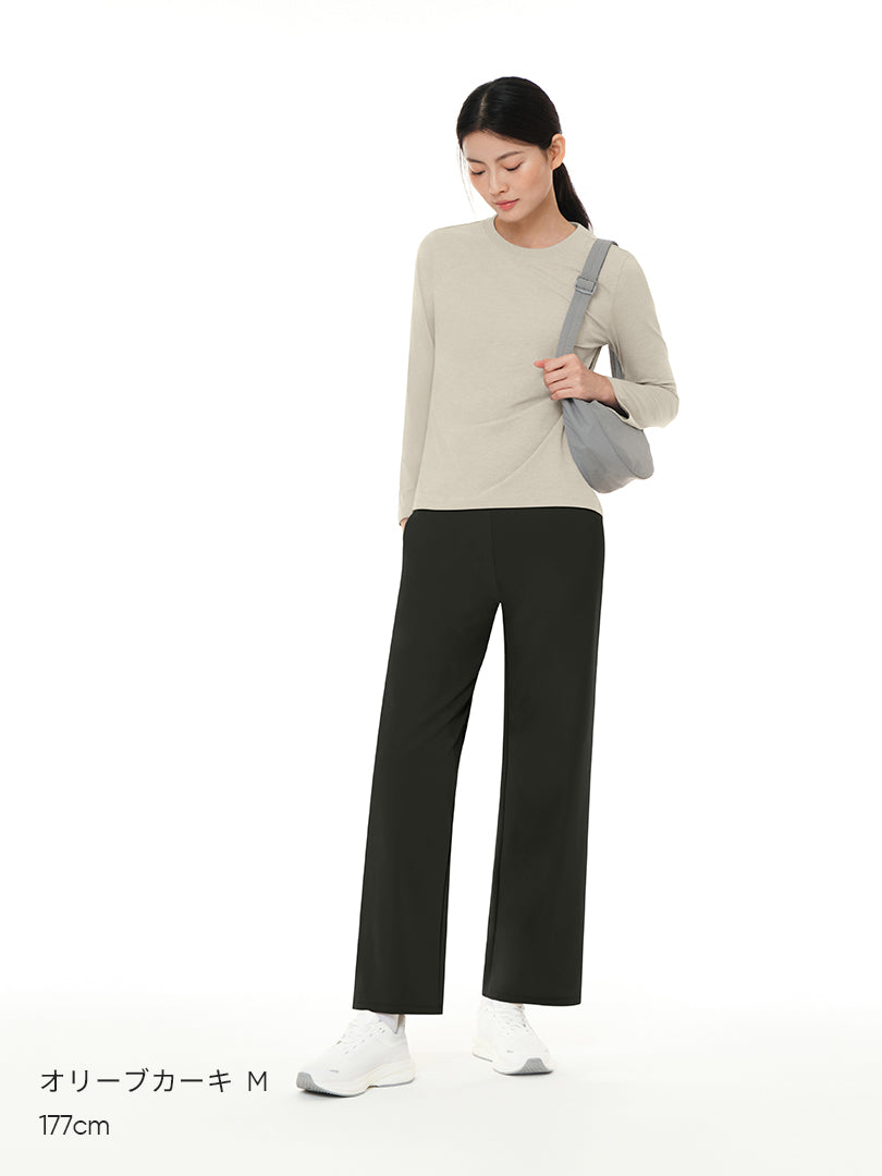 [SET] Daily to office セット (Airywin セミ裏起毛ワイドレギンス+スタンダードフィット Tシャツ) - andar JAPAN