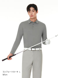 [2SET] NEW Airy Fit メンズ ライト裏起毛 ポロシャツ (長袖)＋クラシックソックス贈呈 - andar JAPAN