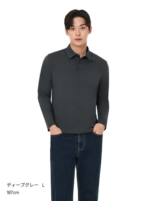 NEW Airy Fit メンズ ライト裏起毛 スマートカラートップ (長袖) - andar JAPAN