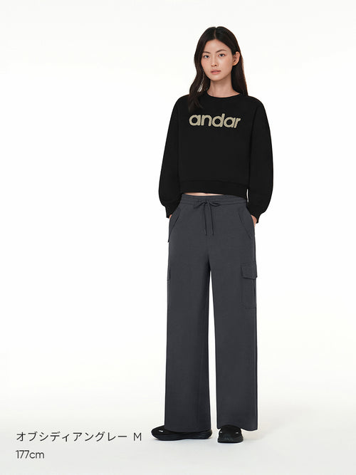 Airy Fit 裏起毛 セミワイド カーゴパンツ - andar JAPAN