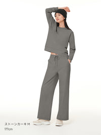 [SET] Airy Fit 裏起毛セットアップ (スリムフィットTシャツ＋ワイドパンツ)