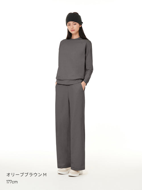 [SET] Airy Fit 裏起毛セットアップ (スリムフィットTシャツ＋ワイドパンツ) - andar JAPAN
