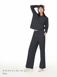 [SET] Airy Fit 裏起毛セットアップ (スリムフィットTシャツ＋ワイドパンツ)