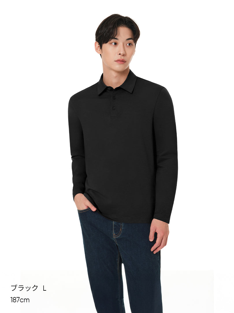 [2SET] NEW Airy Fit メンズ ライト裏起毛 ポロシャツ (長袖)