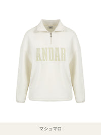 Mildmooth シグネチャーロゴ入りフリースカラージップアップ - andar JAPAN