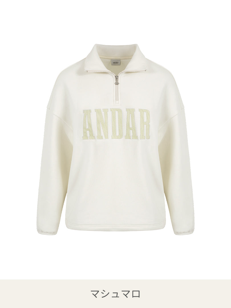 Mildmooth シグネチャーロゴ入りフリースカラージップアップ - andar JAPAN