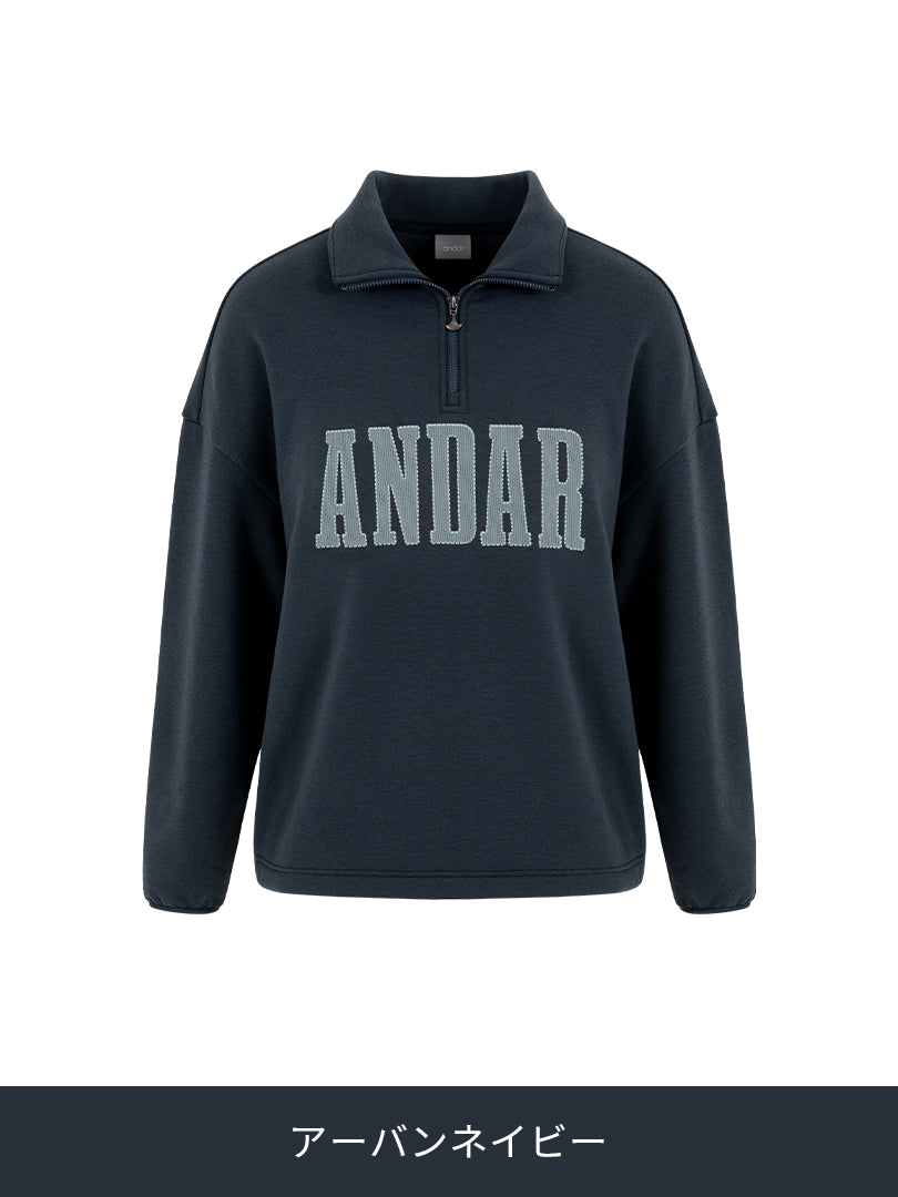 Mildmooth シグネチャーロゴ入りフリースカラージップアップ - andar JAPAN