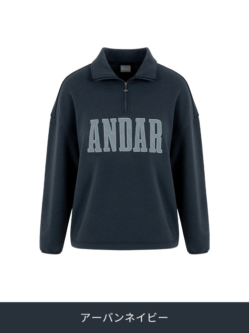 Mildmooth シグネチャーロゴ入りフリースカラージップアップ - andar JAPAN