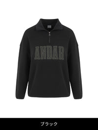 Mildmooth シグネチャーロゴ入りフリースカラージップアップ - andar JAPAN