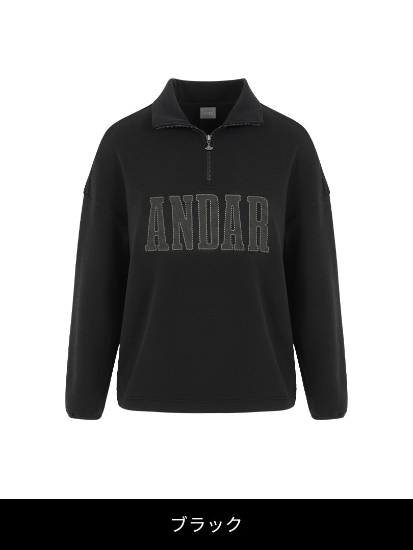 Mildmooth シグネチャーロゴ入りフリースカラージップアップ - andar JAPAN