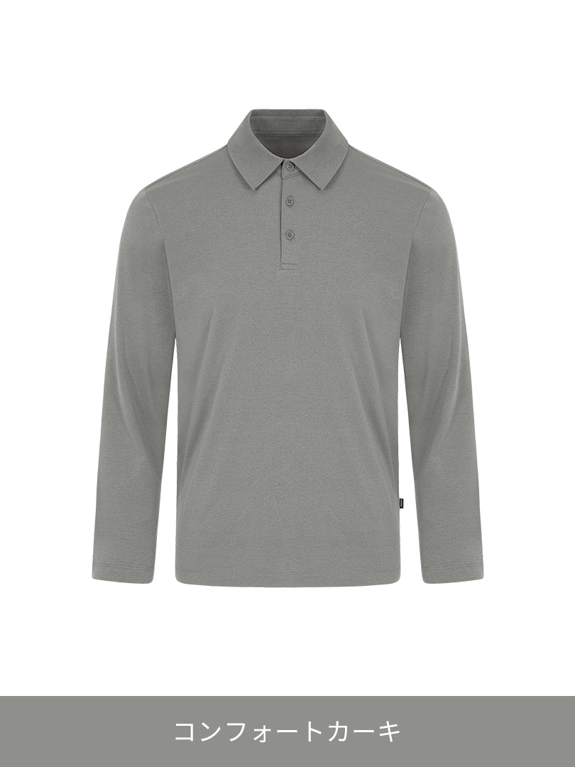 [2SET] NEW Airy Fit メンズ ライト裏起毛 ポロシャツ (長袖)＋クラシックソックス贈呈 - andar JAPAN