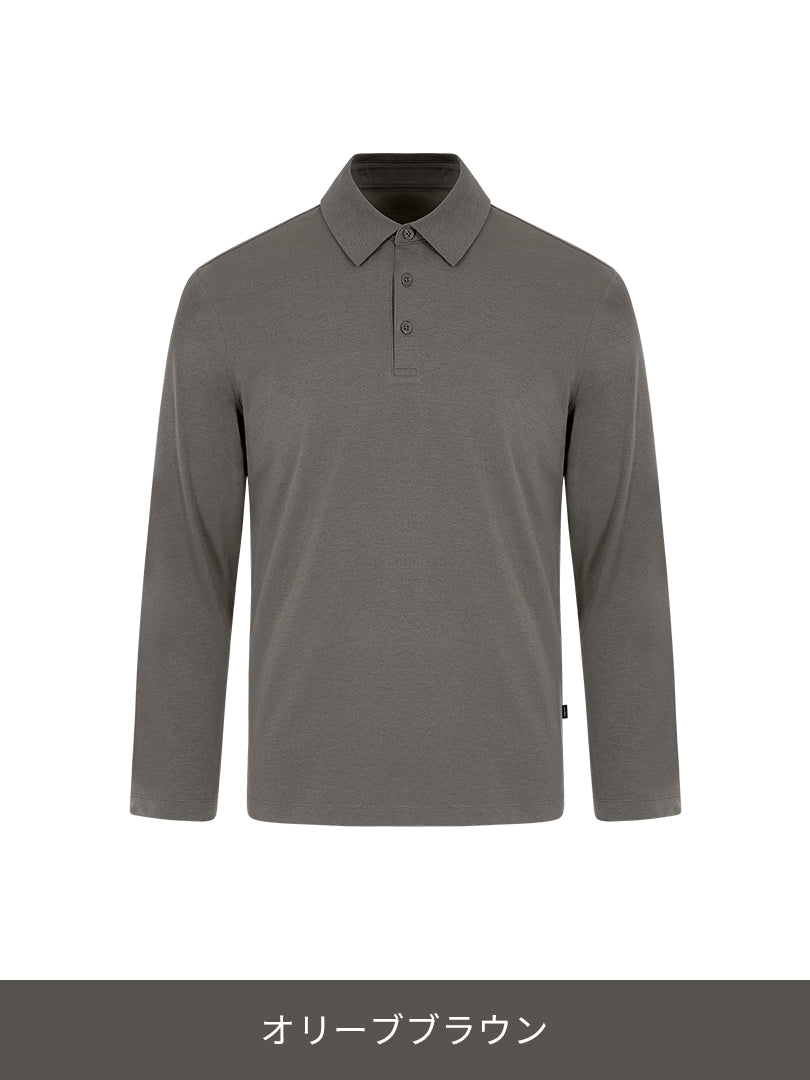 [2SET] NEW Airy Fit メンズ ライト裏起毛 ポロシャツ (長袖)＋クラシックソックス贈呈 - andar JAPAN