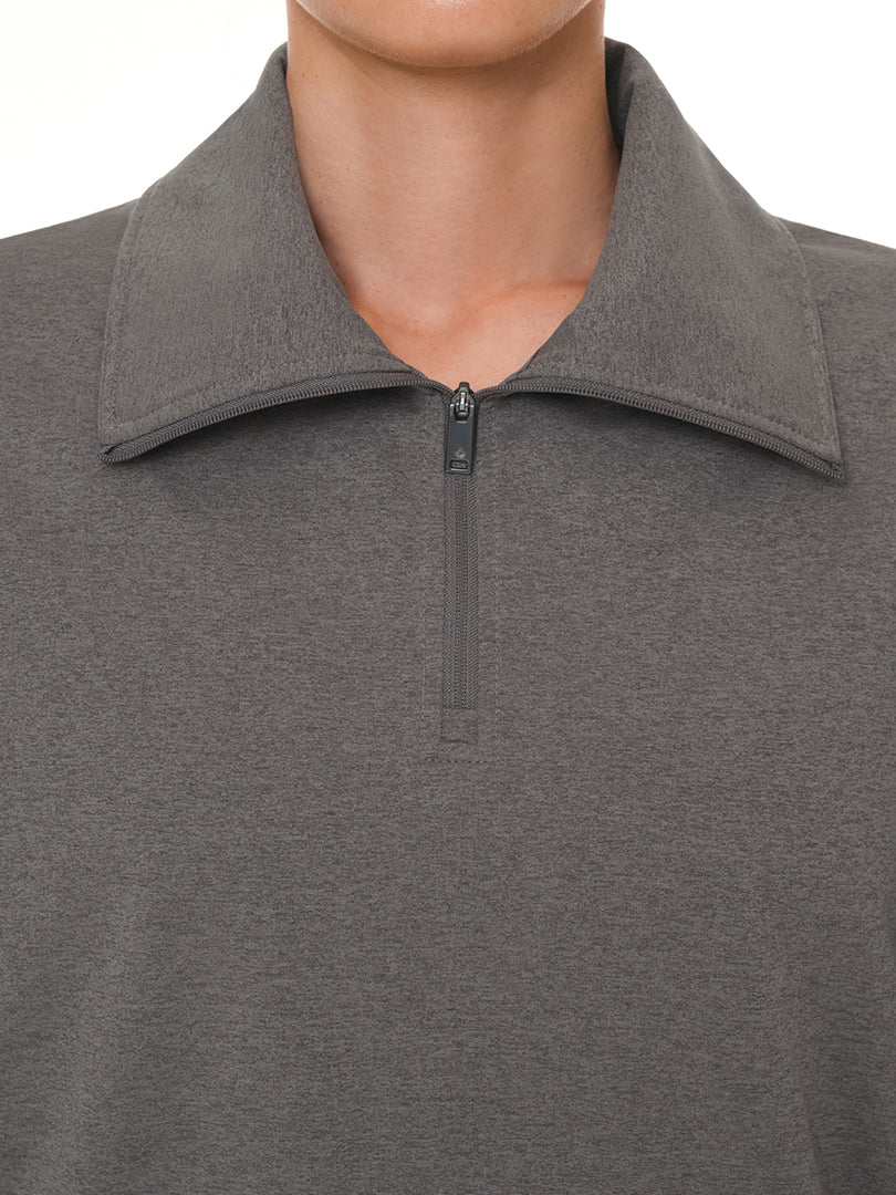 [SET] 襟付きジップアップ 裏起毛 セットアップ (襟付きジップアップ+ワイドレギンス)