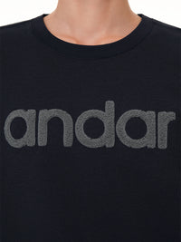 [SET] シグネチャーロゴ 裏起毛 セットアップ (クロップド丈 スウェット+ワイドレギンス) - andar JAPAN